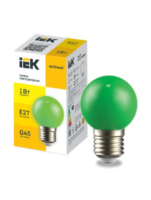 Фотография товара 'IEK LIGHTING Лампа светодиодная декоративная G45 шар 1Вт 230В зеленый E27 LLE-G45-1-230-G-E27'