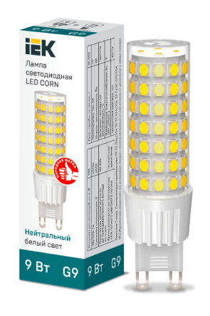 Фотография товара 'IEK Лампа светодиодная CORN капсула 9Вт 230В 4000К керамика G9 LLE-CORN-9-230-40-G9'