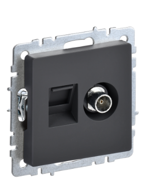 Фотография товара 'IEK BRITE Розетка двойная TV+RJ45 кат.5E РТВ/РК12-БрГ графит BR-AK20-1-K53'