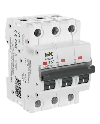 Фотография товара 'IEK ARMAT Автоматический выключатель M10N 3P Z 50А AR-M10N-3-Z050'