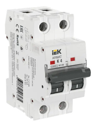 Фотография товара 'IEK ARMAT Автоматический выключатель M10N 2P K 4А AR-M10N-2-K004'