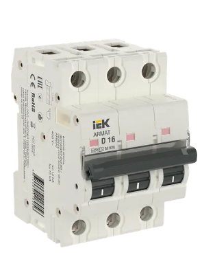 Фотография товара 'IEK ARMAT Автоматический выключатель M10N 3P D 16А AR-M10N-3-D016'