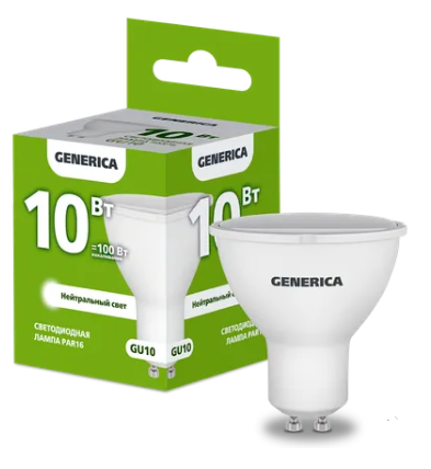 Фотография товара 'IEK Лампа светодиодная PAR16 софит 10Вт 230В 4000К GU10 LL-PAR16-10-230-40-GU10-G'