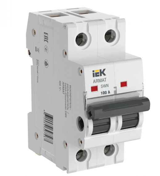 Фотография товара 'IEK ARMAT Выключатель-разъединитель SWN 2P 100А AR-SWN-2-100'