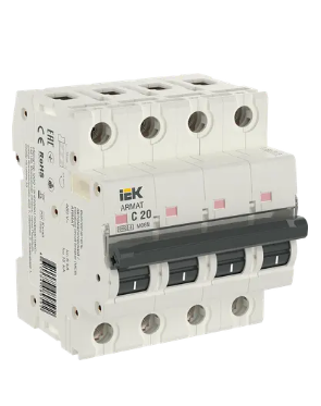 Фотография товара 'IEK ARMAT Автоматический выключатель M06N 4P C 20А AR-M06N-4-C020'
