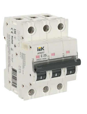 Фотография товара 'IEK ARMAT Автоматический выключатель M06N 3P C 25А AR-M06N-3-C025'