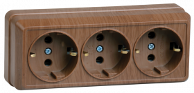 Фотография товара 'IEK Розетка 3-местная для открытой установки РС23-3-ОД с заземляющим контактом 16А ОКТАВА, ERO31-K04-16-DC'