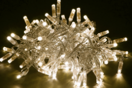 Фотография товара 'IEK LIGHTING Гирлянда нить 10м 100 светодиодов теплый белый свет IP44 прозрачный шнур 3м 230В контроллер 8 сцен LGDU111-1-100-10-T-S-44'