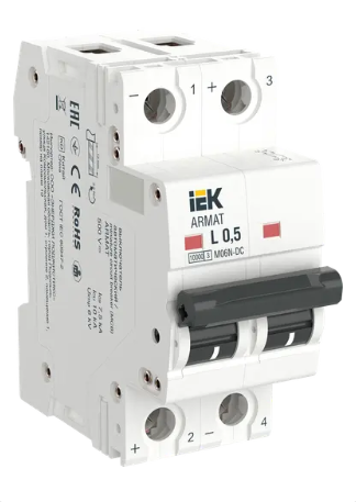 Фотография товара 'IEK ARMAT Автоматический выключатель M06N-DC 2P L 0,5А, AR-M06N-2-L0D5DC'