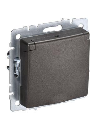 Фотография товара 'IEK BRITE Розетка 1-местная с заземлением с защитными шторками и крышкой 16А IP20 РСбш10-3-БрТБ темная бронза BR-R16-16-K45'