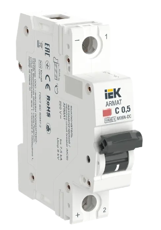Фотография товара 'IEK ARMAT Автоматический выключатель M06N-DC 1P C 0,5А AR-M06N-1-C0D5DC'