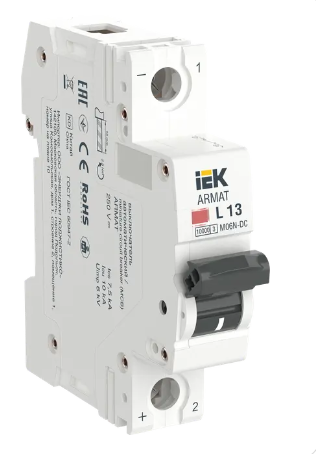 Фотография товара 'IEK ARMAT Автоматический выключатель M06N-DC 1P L 13А, AR-M06N-1-L013DC'