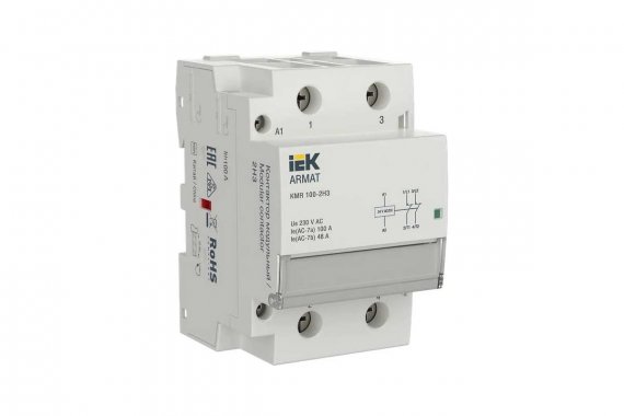 Фотография товара 'IEK AR-KMR20-100-02-024 ARMAT Контактор модульный KMR 100А 24В AC/DC 2НЗ'
