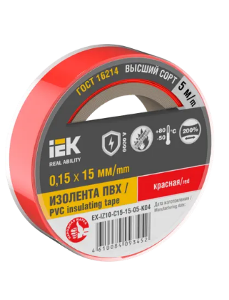 Фотография товара 'IEK MIXTAPE 7 Изолента 0,15х15мм красная 5м EX-IZ10-C15-15-05-K04'
