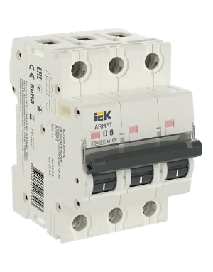 Фотография товара 'IEK ARMAT Автоматический выключатель M10N 3P D 6А AR-M10N-3-D006'
