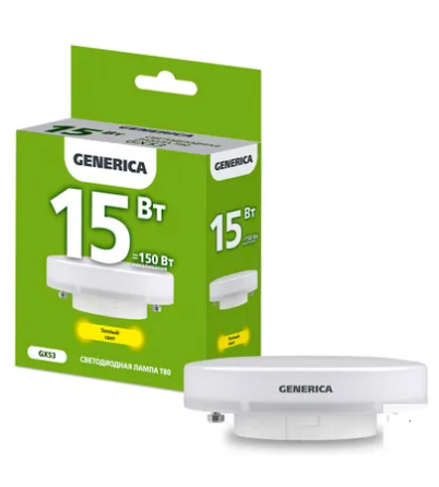 Фотография товара 'IEK Лампа светодиодная T80 таблетка 15Вт 230В 3000К GX53 LL-T80-15-230-30-GX53-G'