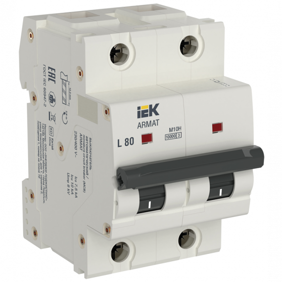 Фотография товара 'IEK AR-M10H-2-L080 ARMAT Авт. выкл. M10H 2P L 80А'
