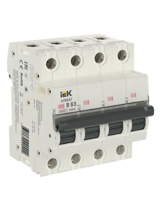 Фотография товара 'IEK ARMAT Автоматический выключатель M06N 4P B 63А, AR-M06N-4-B063'