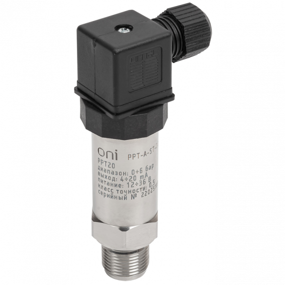 Фотография товара 'IEK PPT-A-ST-006-4-20-3-2 Преобр. давл. PPT20 0,5% 0-6Бар 4-20мА M20 DIN43650 ONI'