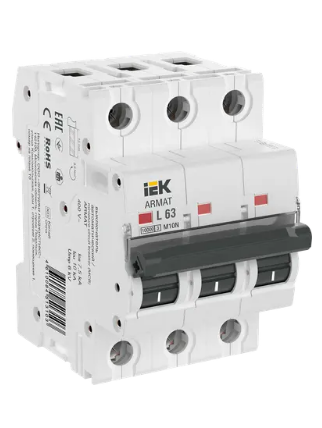 Фотография товара 'IEK ARMAT Автоматический выключатель M10N 3P L 63А AR-M10N-3-L063'