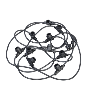 Фотография товара 'IEK LIGHTING Гирлянда белт-лайт 3м 10 патронов E27 без ламп IP65 черный шнур 2м 230В транзит LGDU601-0-010-03-B-S-65'