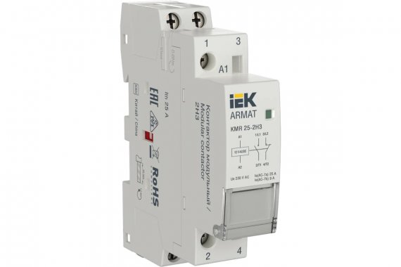 Фотография товара 'IEK AR-KMR20-025-02-012 ARMAT Контактор модульный KMR 25А 12В AC/DC 2НЗ'