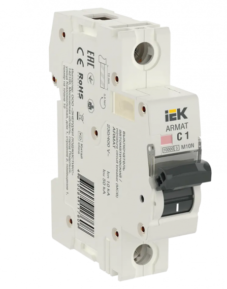 Фотография товара 'IEK ARMAT Автоматический выключатель M10N 1P C 1А AR-M10N-1-C001'