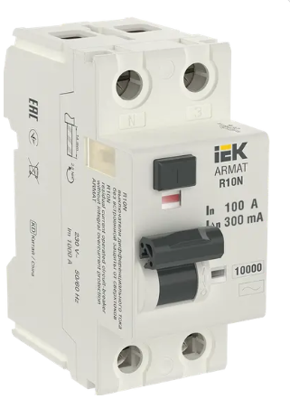Фотография товара 'IEK ARMAT Выключатель дифференциального тока R10N 2P 100А 300мА тип AC, AR-R10N-2-100C300'