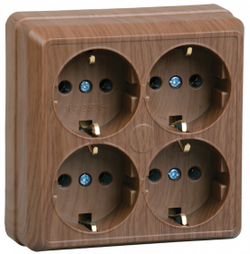 Фотография товара 'IEK Розетка 4-местная для открытой установки РС24-3-ОД с заземляющим контактом 16А ОКТАВА, ERO41-K04-16-DC'