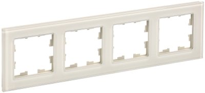 Фотография товара 'IEK BRITE Рамка 4 -местная РУ-4-2-БрВа стекло ванильный BR-M42-G-K10'