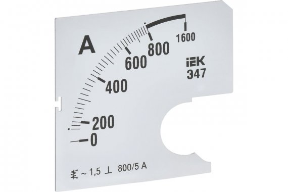Фотография товара 'IEK IPA10D-SC-0800 Шкала смен. для амперметра Э47 800/5А-1,5 72х72мм'
