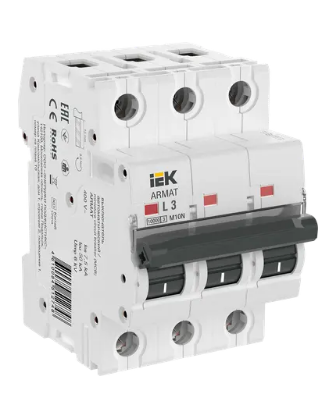 Фотография товара 'IEK ARMAT Автоматический выключатель M10N 3P L 3А AR-M10N-3-L003'