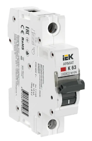 Фотография товара 'IEK ARMAT Автоматический выключатель M10N 1P K 63А AR-M10N-1-K063'