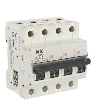 Фотография товара 'IEK ARMAT Автоматический выключатель M06N 4P C 3А AR-M06N-4-C003'