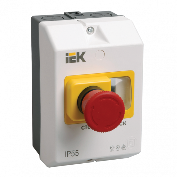 Фотография товара 'IEK DMS11D-PC55 Оболочка защитная с кнопкой "Стоп" IP54'