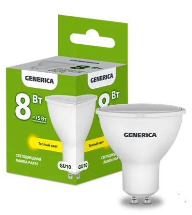 Фотография товара 'IEK Лампа светодиодная PAR16 софит 8Вт 230В 3000К GU10 LL-PAR16-08-230-30-GU10-G'