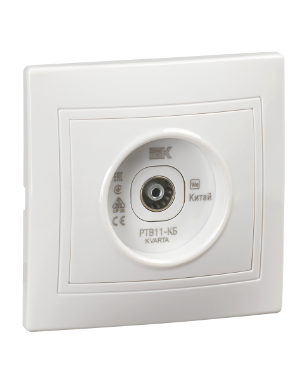Фотография товара 'IEK KVARTA Розетка 1-местная телевизионная проходная РТВ11-КБ белый KV-A10-P-K01'