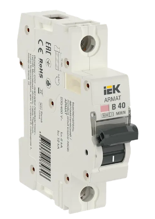 Фотография товара 'IEK ARMAT Автоматический выключатель M06N 1P B 40А AR-M06N-1-B040'
