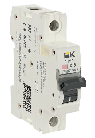 Фотография товара 'IEK ARMAT Автоматический выключатель M10N 1P C 5А AR-M10N-1-C005'