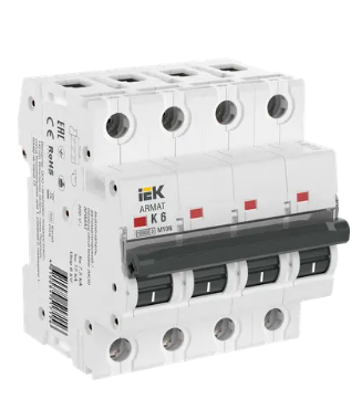 Фотография товара 'IEK ARMAT Автоматический выключатель M10N 4P K 6А AR-M10N-4-K006'
