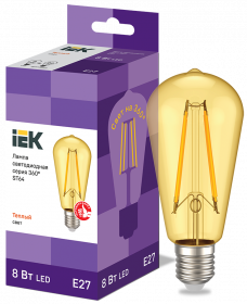 Фотография товара 'IEK Лампа LED ST64 8Вт 230В 2700К E27 серия 360°, LLF-ST64-8-230-30-E27-CLG'