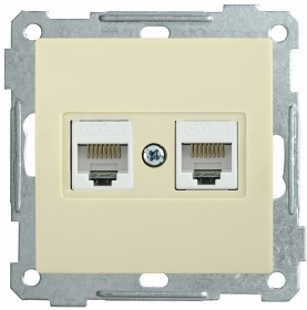 Фотография товара 'IEK Розетка 2-местная компьютерная РК10-2-Б RJ45 Cat5e BOLERO, EKB25-K33'