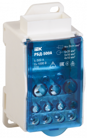 Фотография товара 'IEK Распределительный блок на DIN-рейку РБД-500А, RBD-500'