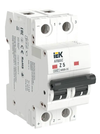 Фотография товара 'IEK ARMAT Автоматический выключатель M06N-DC 2P Z 5А, AR-M06N-2-Z005DC'