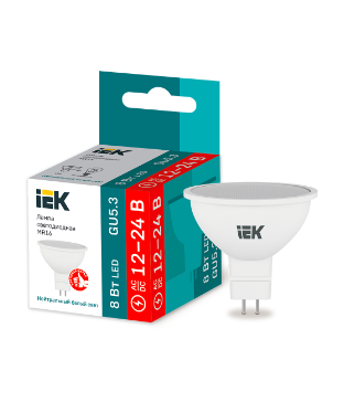 Фотография товара 'IEK Лампа светодиодная MR16 софит 8Вт 12-24В 4000К GU5,3 LLE-MR16-08-12-24-40-GU5'