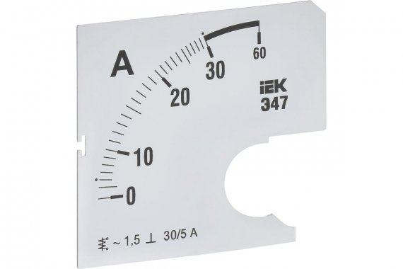 Фотография товара 'IEK IPA10D-SC-0030 Шкала смен. для амперметра Э47 30/5А-1,5 72х72мм'