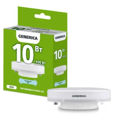 Фотография товара 'IEK Лампа светодиодная T80 таблетка 10Вт 230В 6500К GX53 LL-T80-10-230-65-GX53-G'