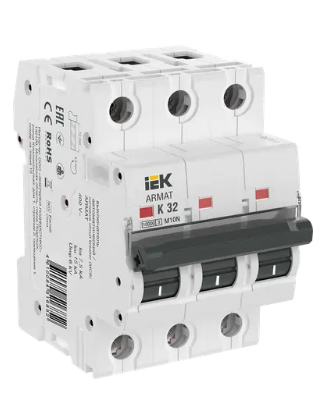 Фотография товара 'IEK ARMAT Автоматический выключатель M10N 3P K 32А AR-M10N-3-K032'