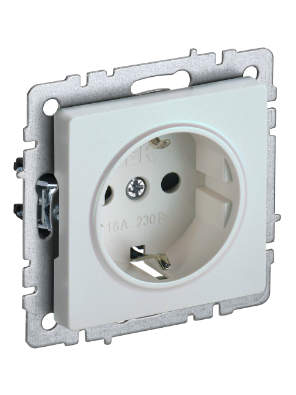 Фотография товара 'IEK BRITE Розетка 1-местная с заземлением без защитных шторок 16А РС11-1-0-БрЖ жемчуг BR-R11-16-K36'