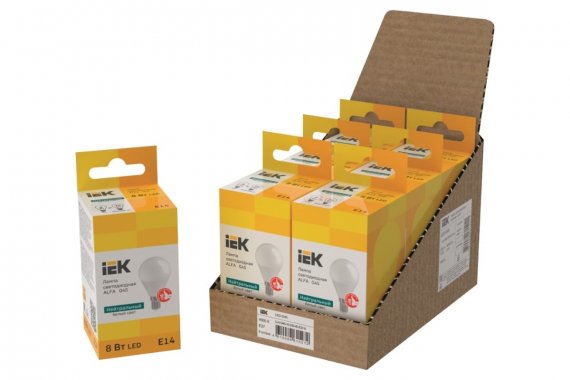 Фотография товара 'IEK LLA-G45-8-230-40-E14-6 Лампа LED ALFA G45 шар 8Вт 230В 4000К E14 (6шт)'